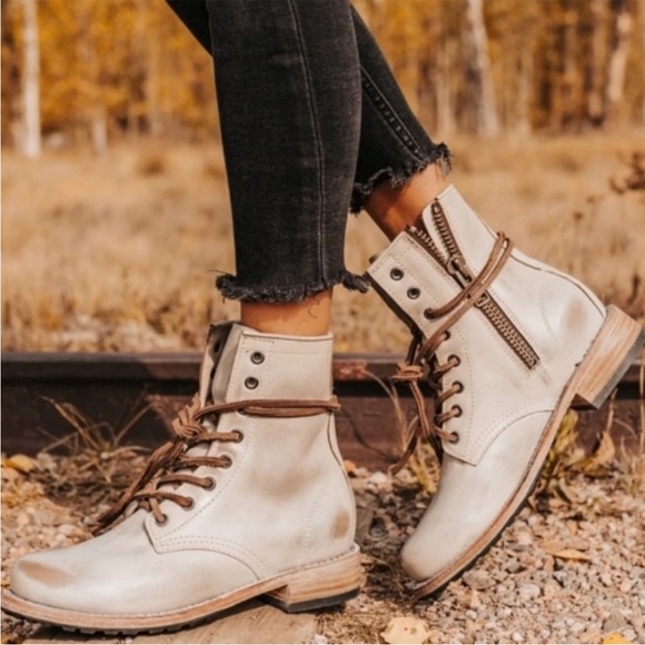 Freebird by Steven Manchester Snakeskin Combat Boots - Brown and Blush - Picture 3 of 14